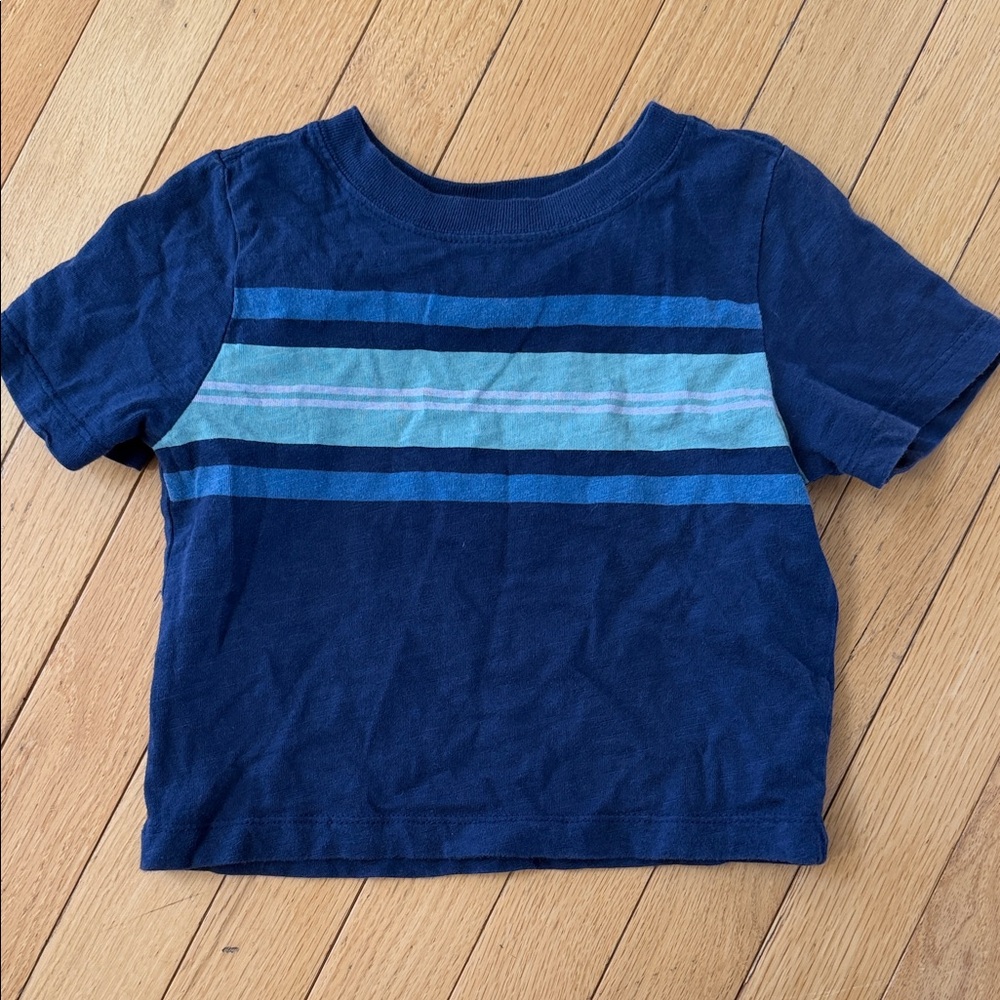 Hanna Andersson Navy and Light Blue Striped Tee 2T